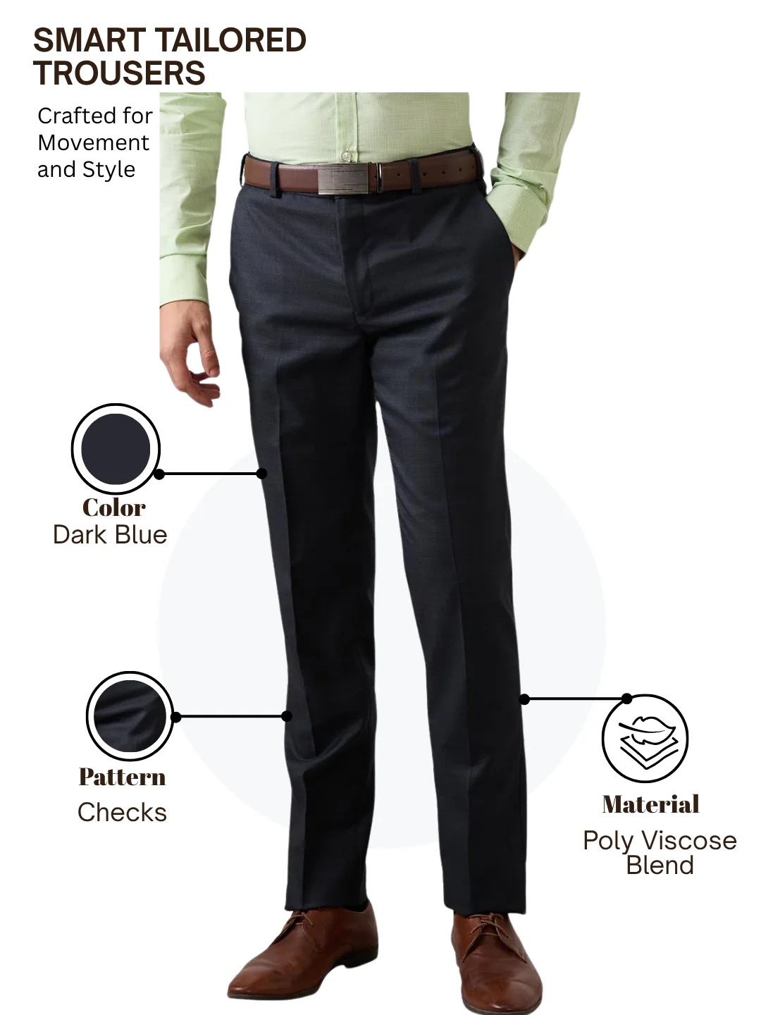 Raymond Men Blue Slim Fit Checks Trouser - Image 4