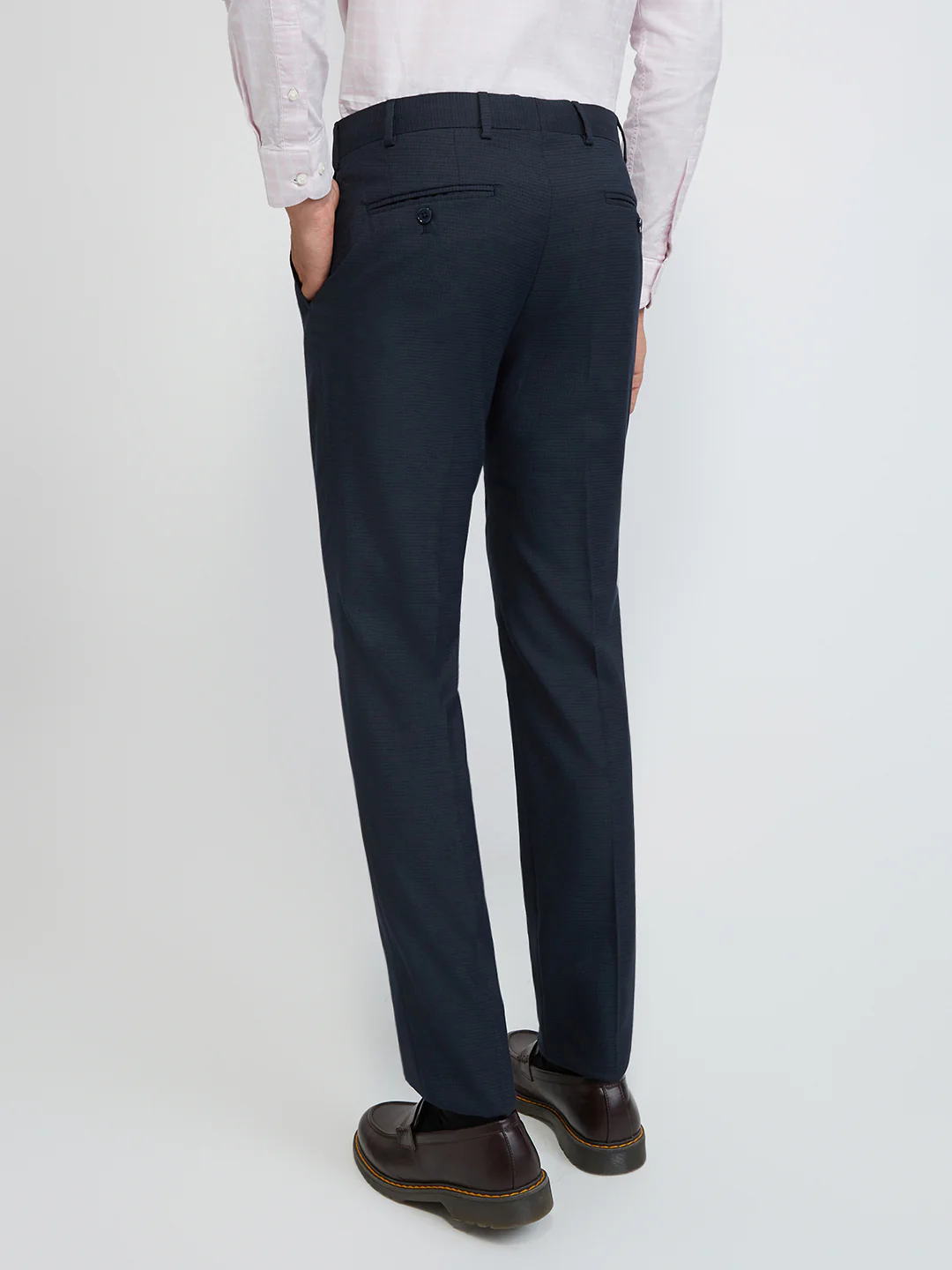 Raymond Men Blue Checks Slim Fit Polyester Blend Trouser - Image 4