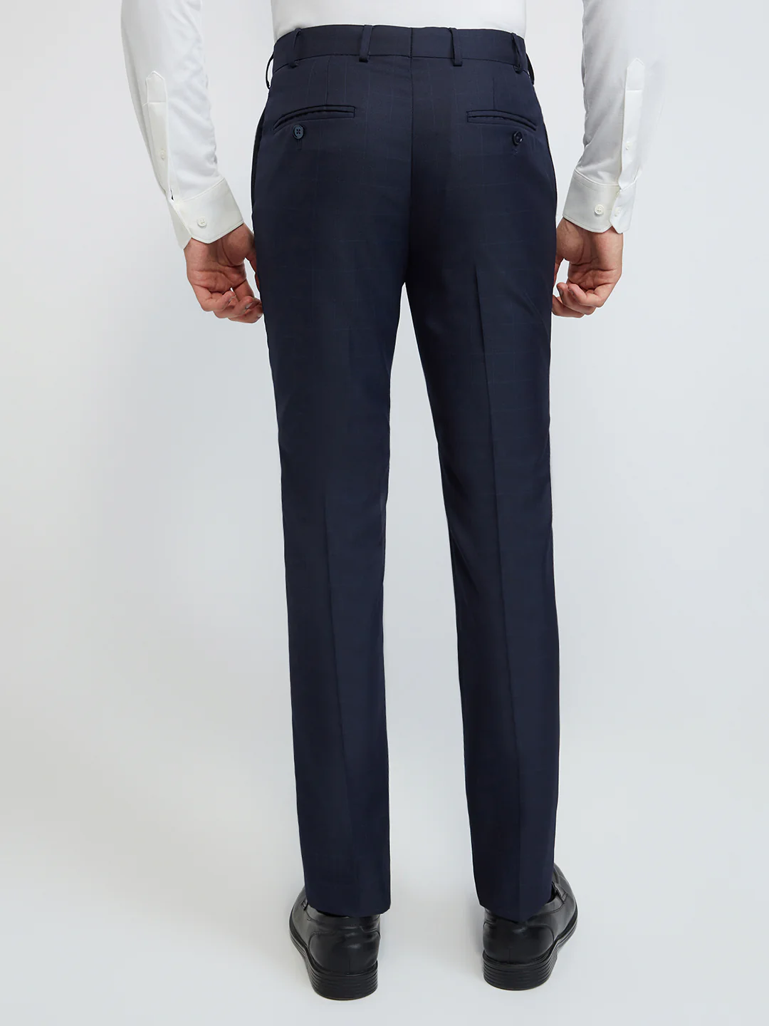 Raymond Men Blue Checks Slim Fit Polyester Blend Trouser - Image 4