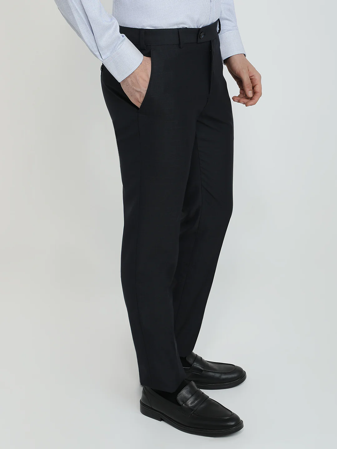 Raymond Men Blue Checks Slim Fit Polyester Blend Trouser - Image 3