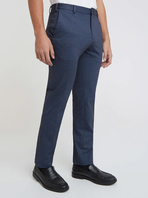 Raymond Men Blue Checks Slim Fit Terylene Blend Trouser - Image 2
