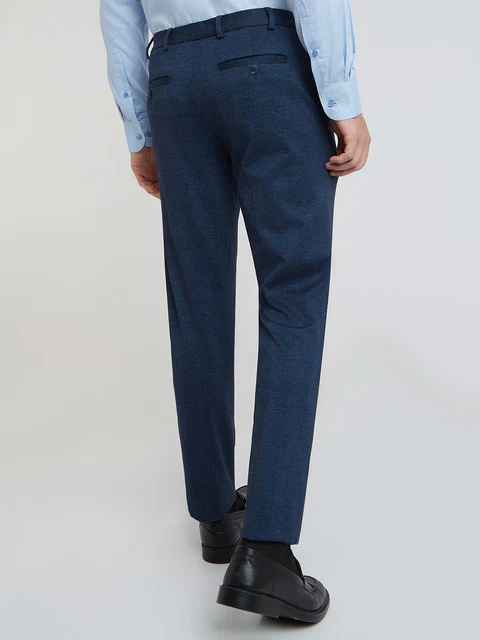 Raymond Men Blue Checks Slim Fit Terylene Blend Trouser - Image 4