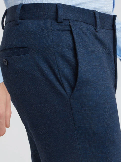 Raymond Men Blue Checks Slim Fit Terylene Blend Trouser - Image 6