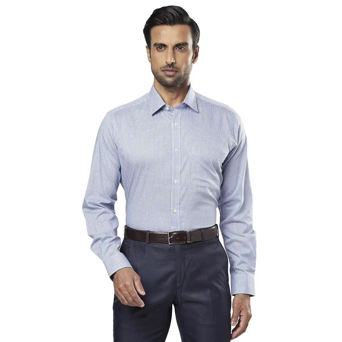 Raymond Men Blue Contemporary Fit Cotton Full Sleeve Regular Collar Shirt