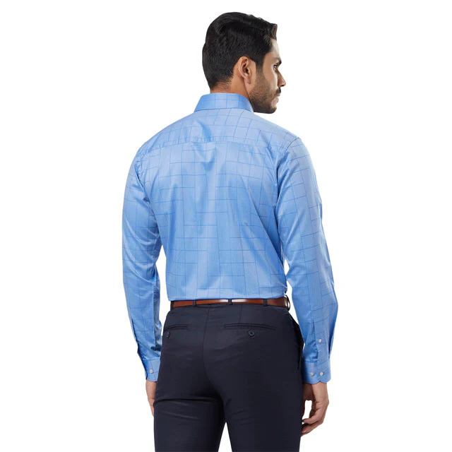 Raymond Men Blue Contemporary Fit Cotton Shirt - Image 4