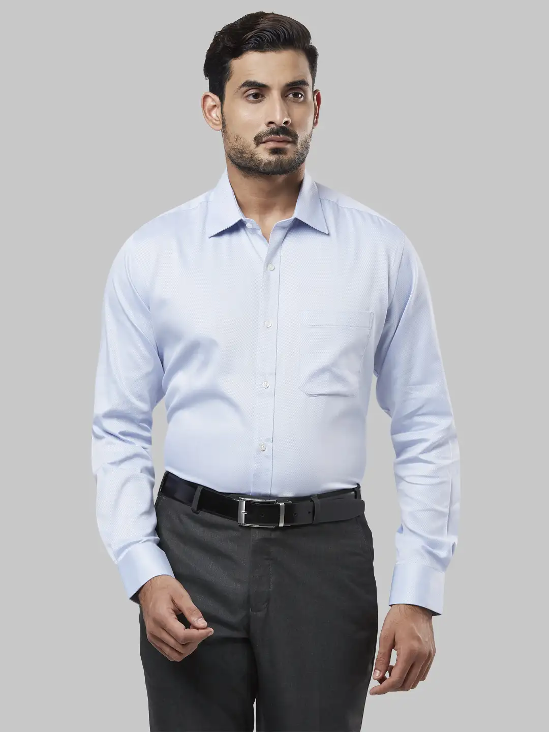 Raymond Men Blue Contemporary Fit Cotton Shirt