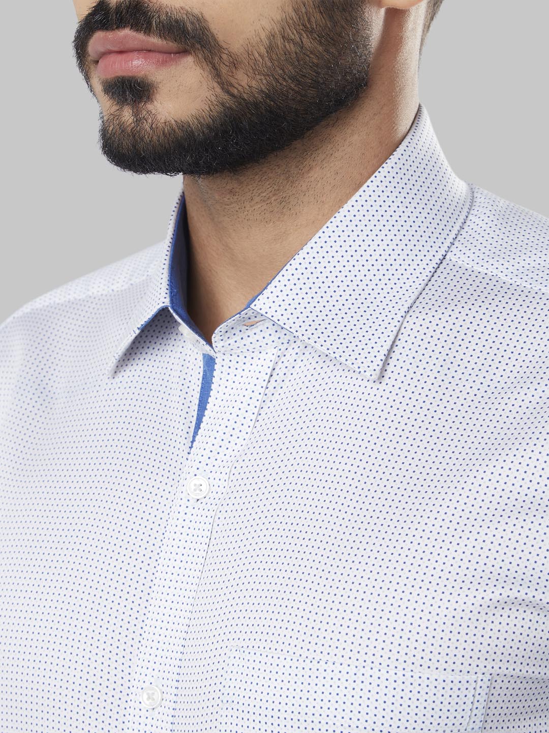Raymond Men Blue Checks Contemporary Fit Cotton Formal Shirt - Image 5