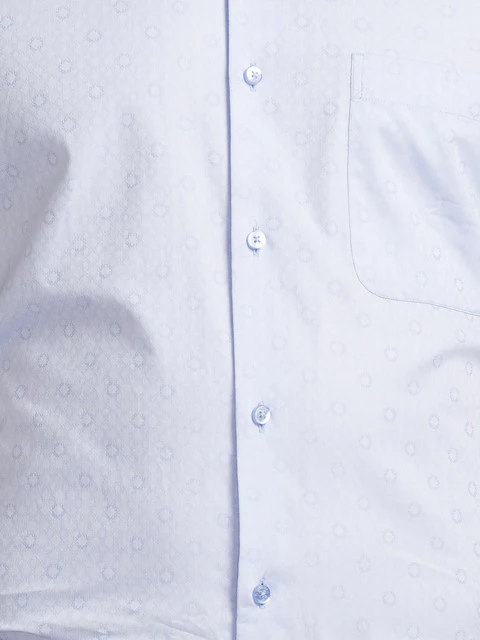 Raymond Men Blue Contemporary Fit Jacquard Cutaway Collar Shirt - Image 7