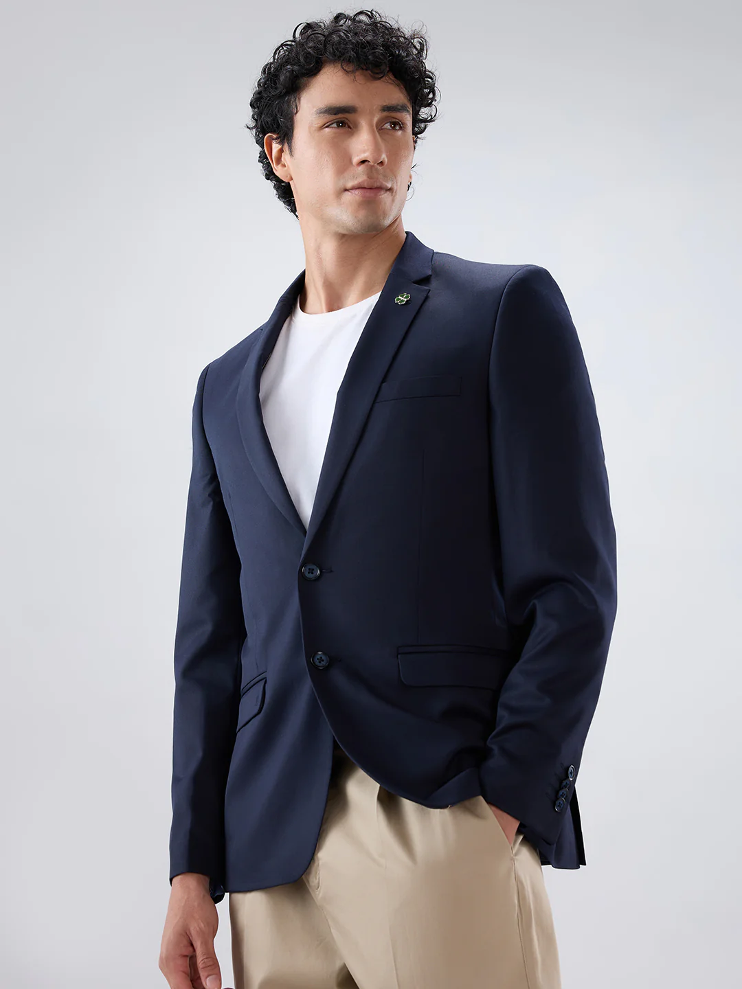 Raymond Men Blue Contemporary Fit Solid Jacket - Image 3