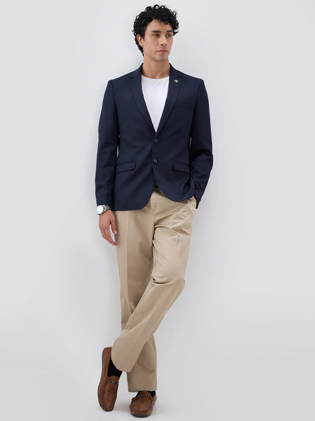 Raymond Men Blue Contemporary Fit Solid Jacket - Image 7