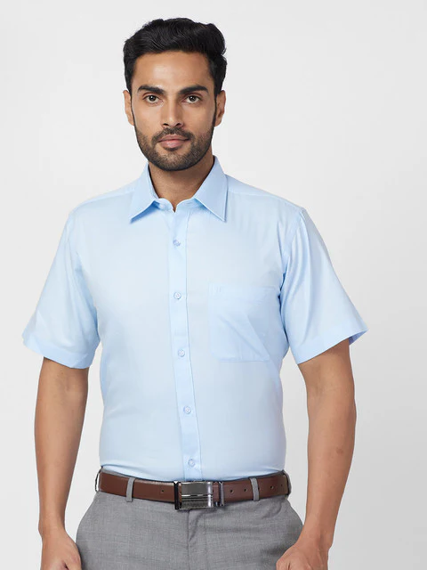 Raymond Men Blue Contemporary Fit Solid Shirt