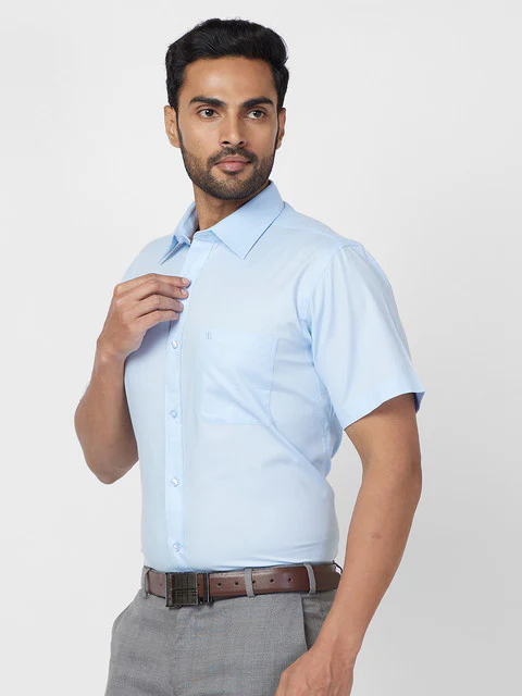Raymond Men Blue Contemporary Fit Solid Shirt - Image 3
