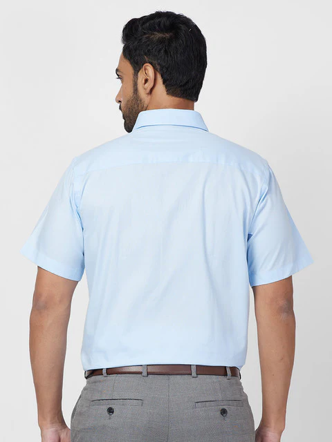 Raymond Men Blue Contemporary Fit Solid Shirt - Image 4