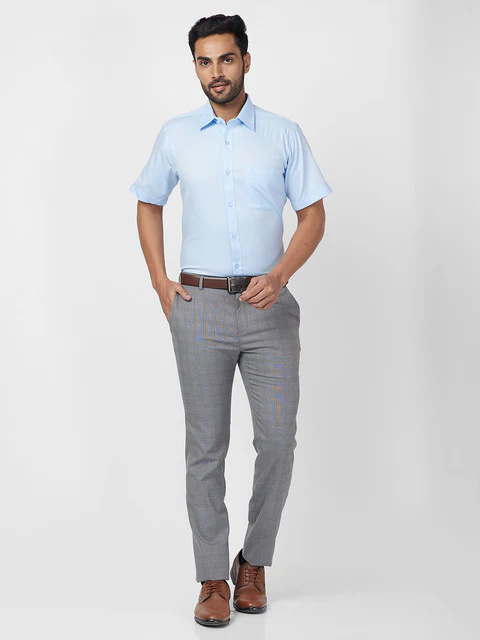 Raymond Men Blue Contemporary Fit Solid Shirt - Image 5