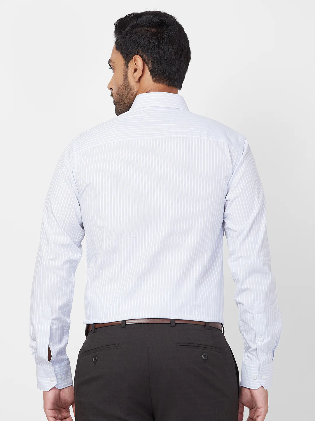 Raymond Men Blue Contemporary Fit Stripe Formal Shirt - Image 4