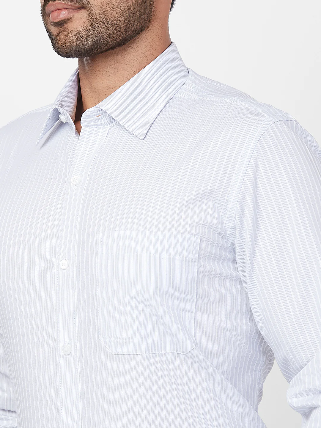 Raymond Men Blue Contemporary Fit Stripe Formal Shirt - Image 6