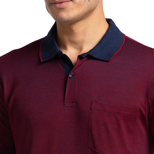 Raymond Men Blue Contemporary Fit Structured Solid T-Shirt - Image 6