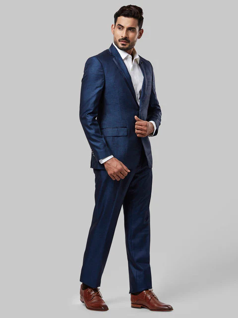 Raymond Men Blue Contemporary Fit Terry Blend Suit - Image 2