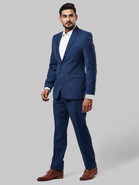 Raymond Men Blue Contemporary Fit Terry Blend Suit - Image 3