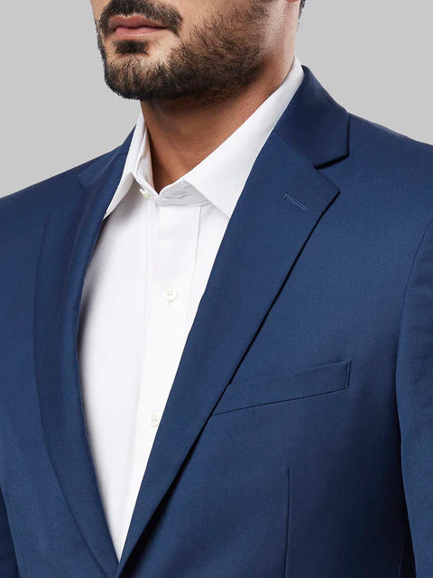 Raymond Men Blue Contemporary Fit Terry Blend Suit - Image 5