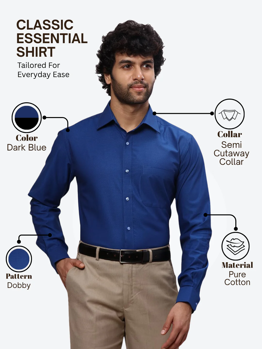 Raymond Men Blue Slim Fit Dobby Formal Shirt - Image 4