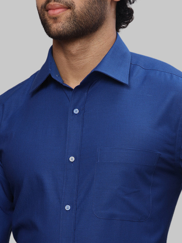 Raymond Men Blue Slim Fit Dobby Formal Shirt - Image 7