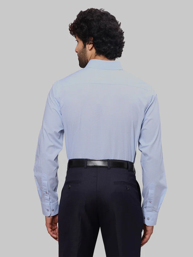 Raymond Men Blue Dobby Slim Fit Cotton Shirt - Image 5