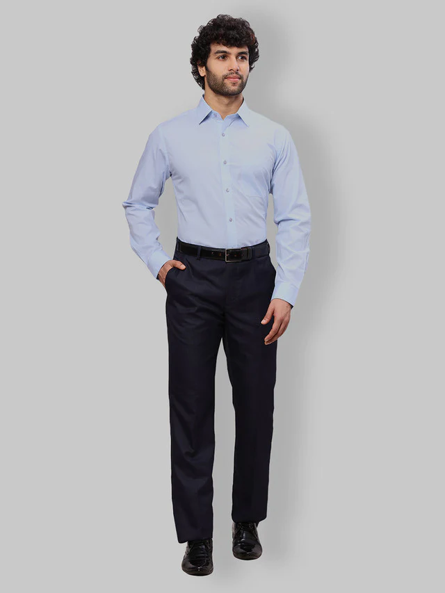 Raymond Men Blue Dobby Slim Fit Cotton Shirt - Image 6