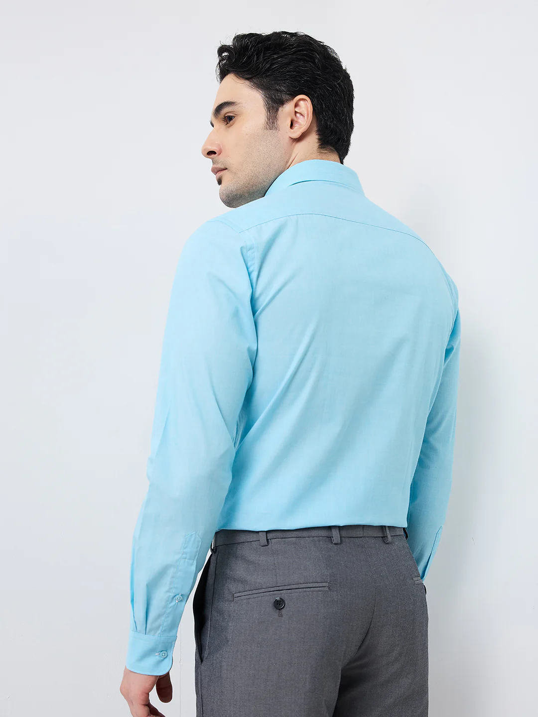 Raymond Men Blue Fil-A-Fil Slim Fit Cotton Formal Shirt - Image 4