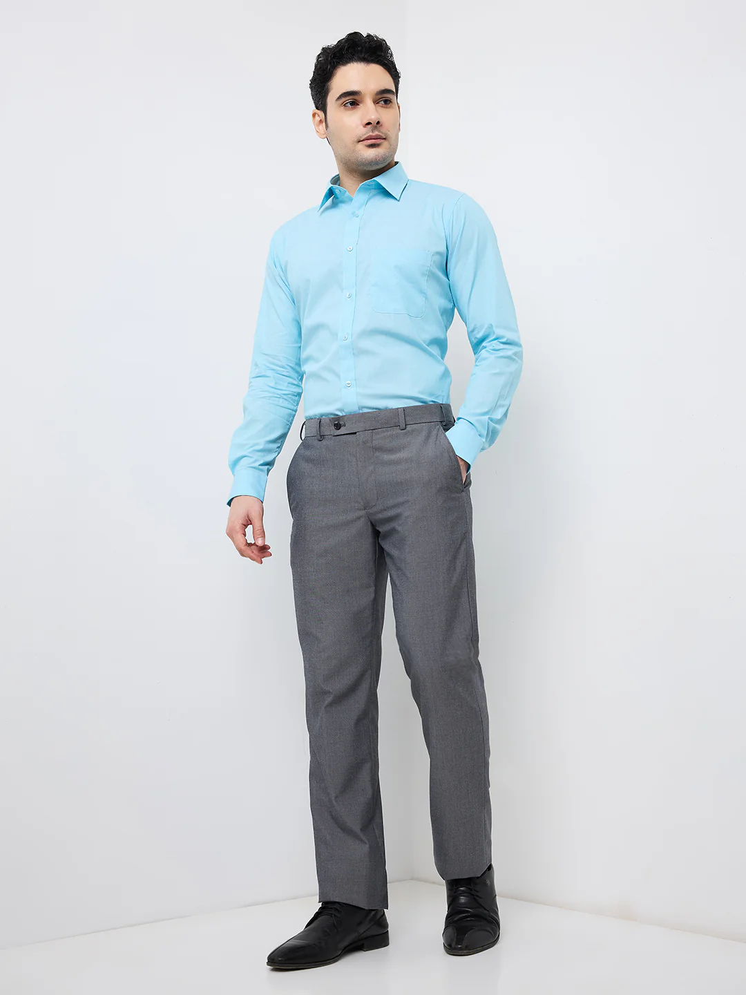 Raymond Men Blue Fil-A-Fil Slim Fit Cotton Formal Shirt - Image 5