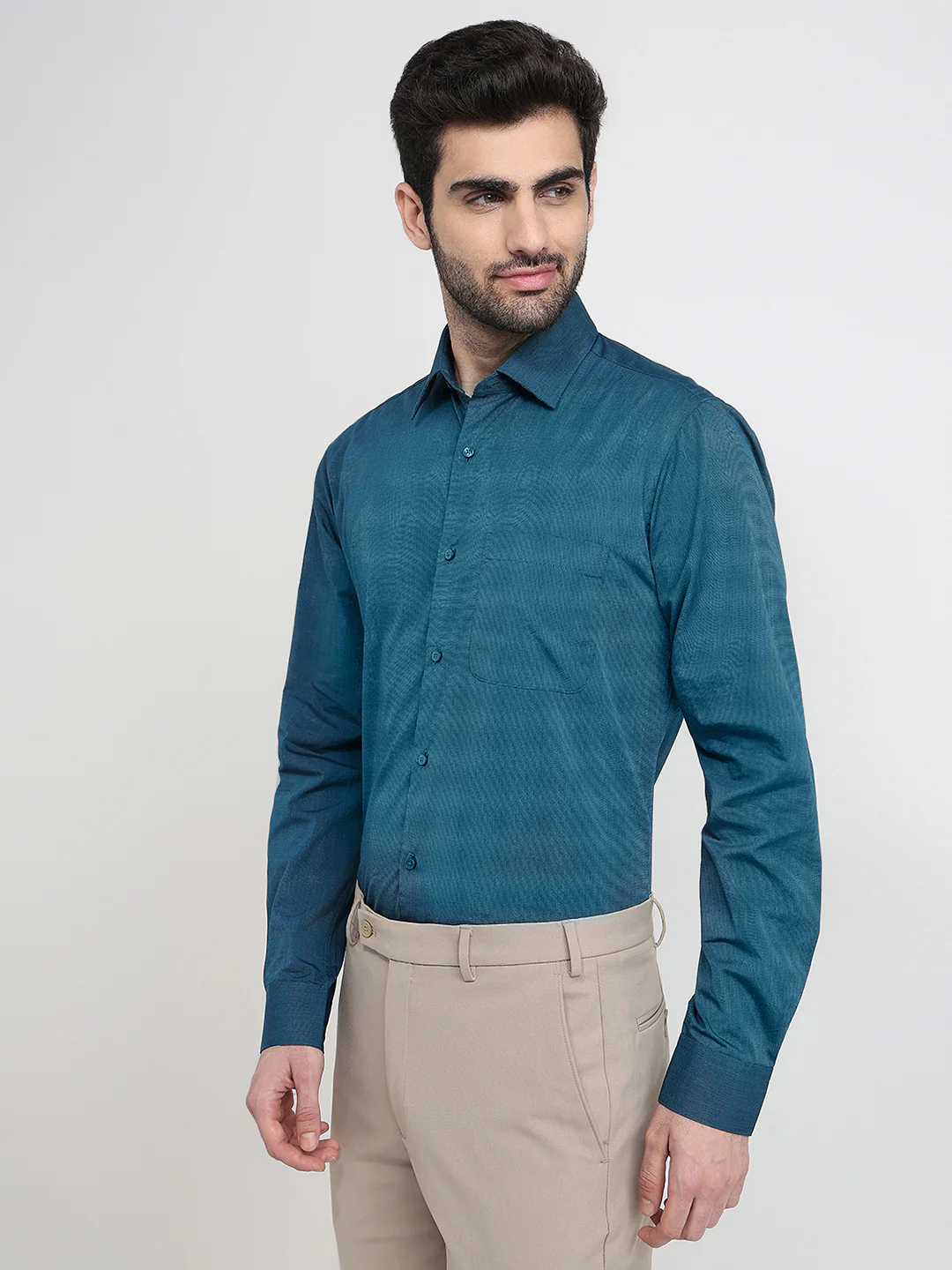 Raymond Men Blue Fil-A-Fil Slim Fit Cotton Full Sleeve Formal Shirt - Image 2