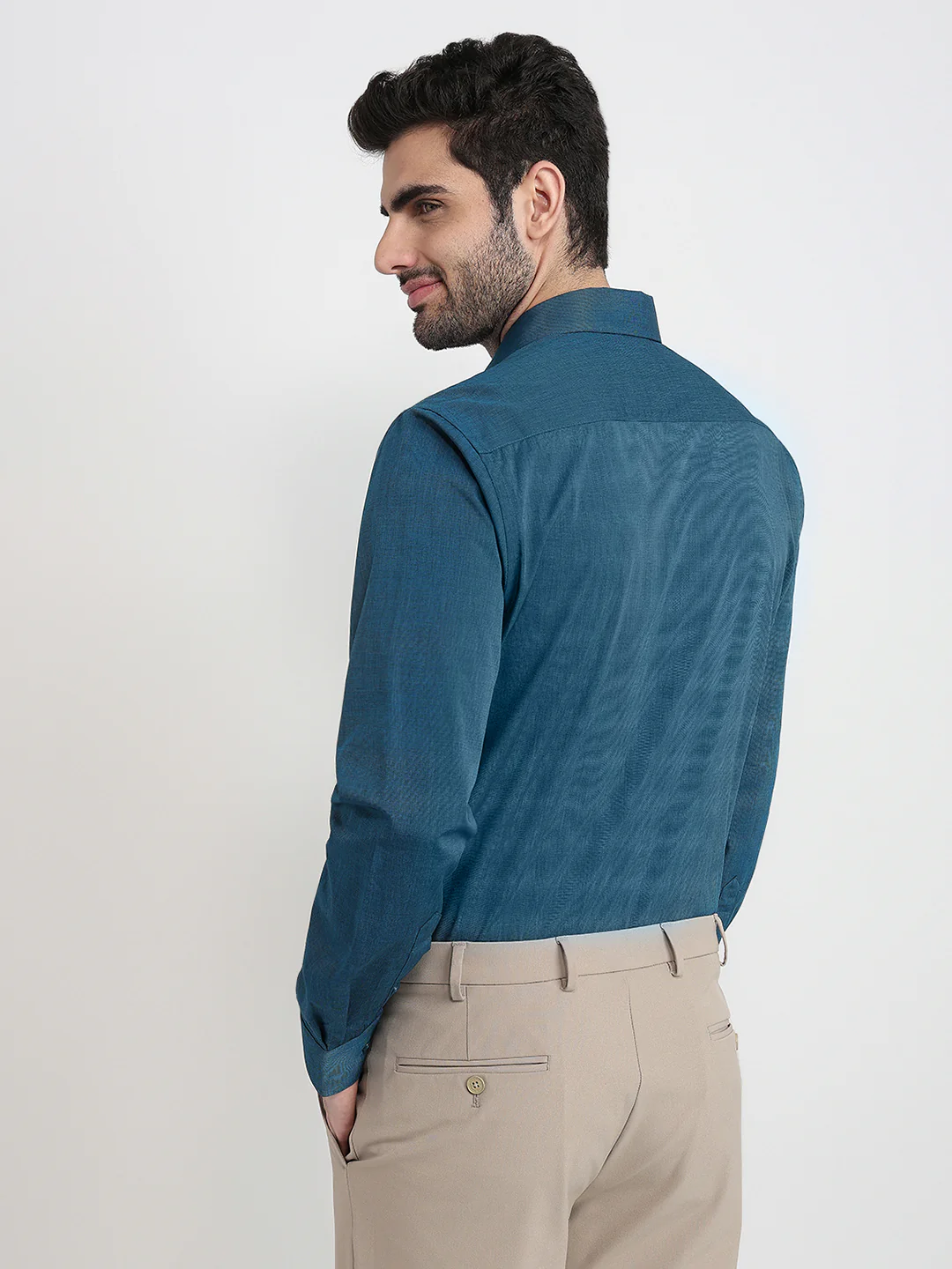 Raymond Men Blue Fil-A-Fil Slim Fit Cotton Full Sleeve Formal Shirt - Image 4