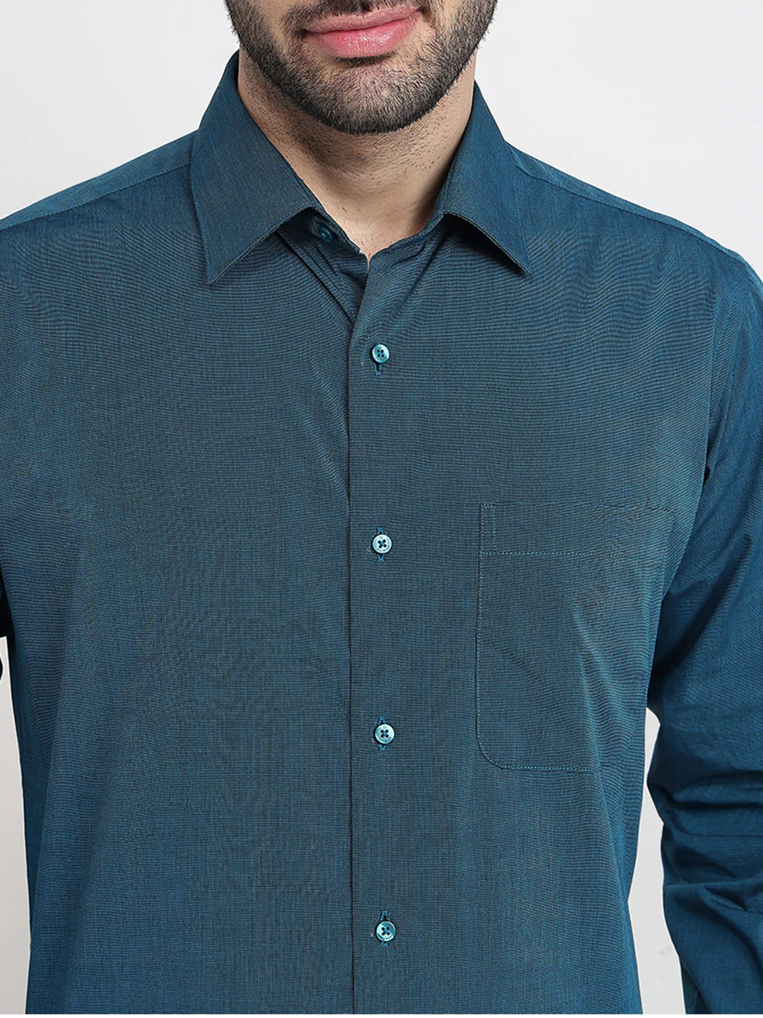 Raymond Men Blue Fil-A-Fil Slim Fit Cotton Full Sleeve Formal Shirt - Image 5
