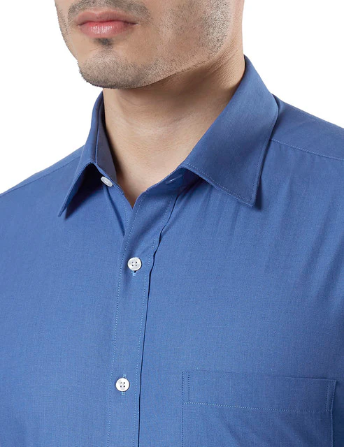 Raymond Men Blue Fil-A-Fil Slim Fit Cotton Shirt - Image 6