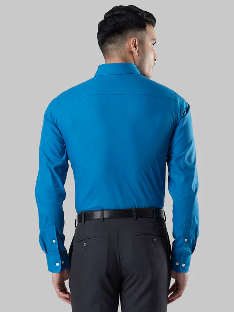 Raymond Men Blue Fil-A-Fil Slim Fit Cotton Shirt - Image 4