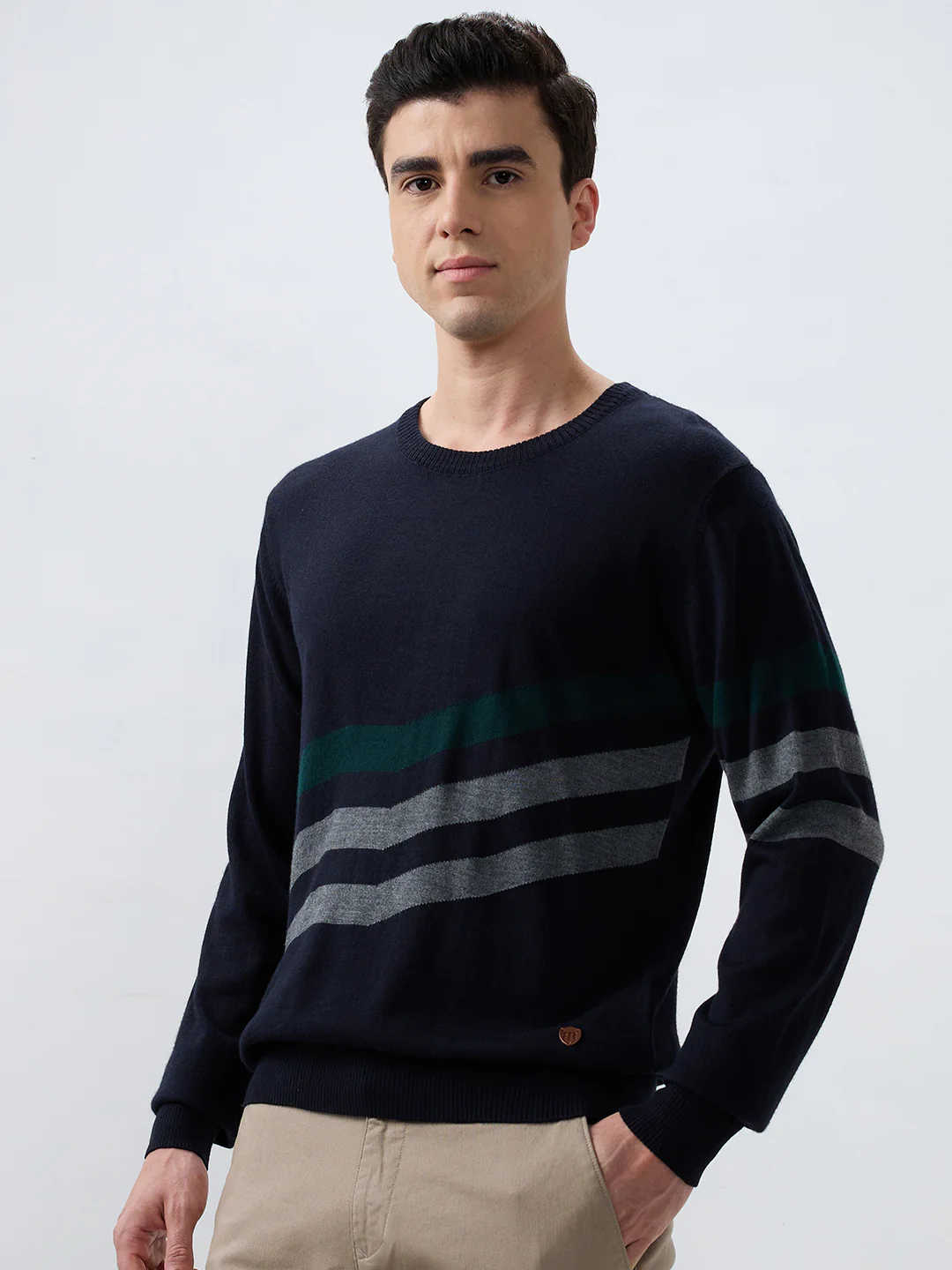Raymond Men Blue Intarsia Acrylic Blend Sweatshirt - Image 3