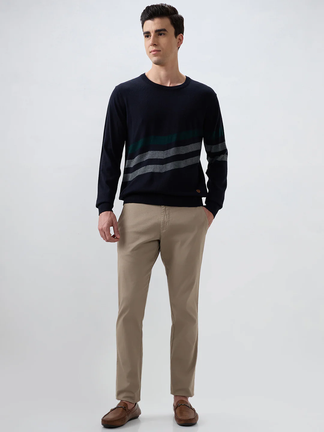 Raymond Men Blue Intarsia Acrylic Blend Sweatshirt - Image 5