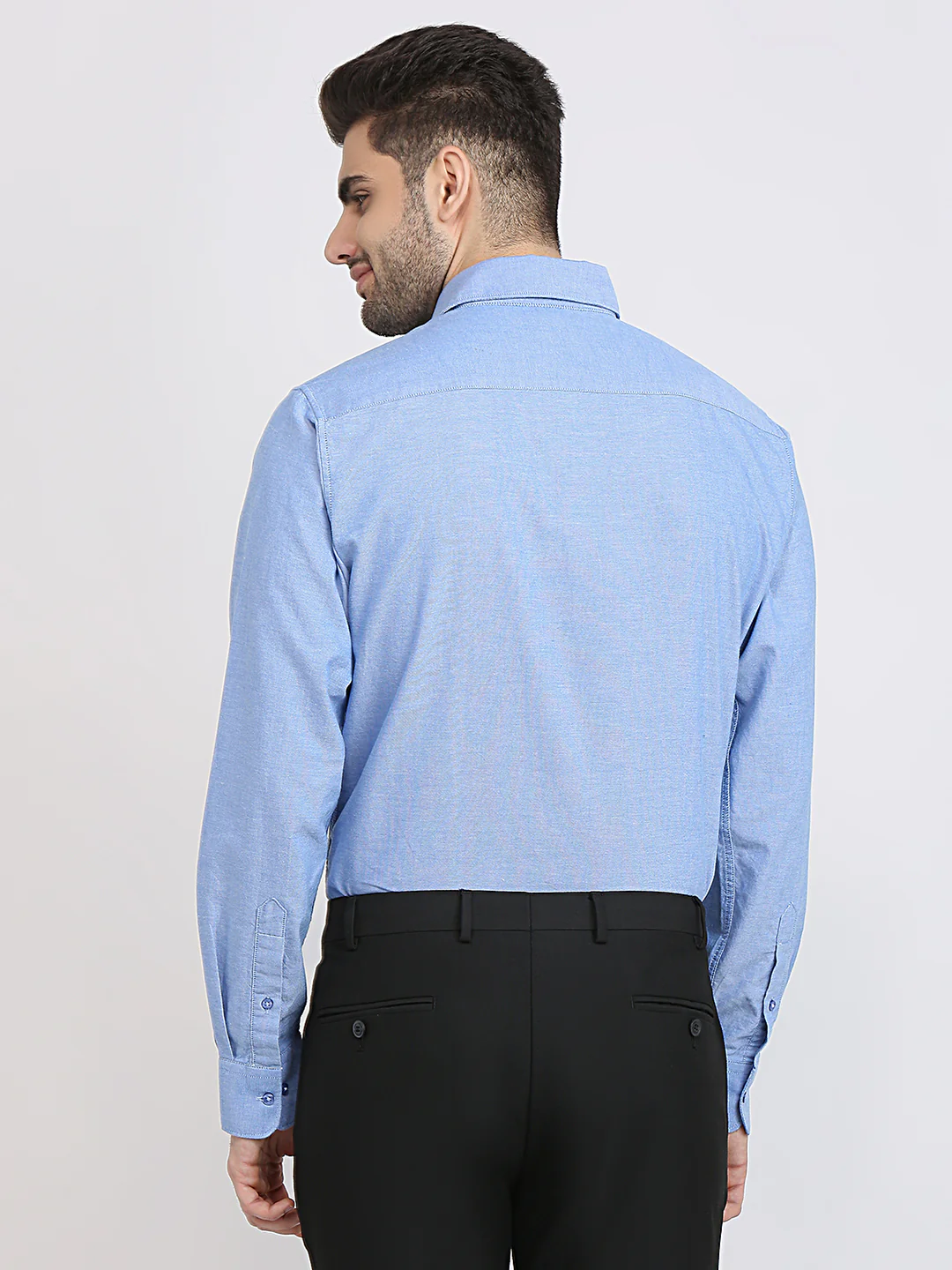 Raymond Men Blue Oxford Slim Fit Cotton Shirt - Image 4