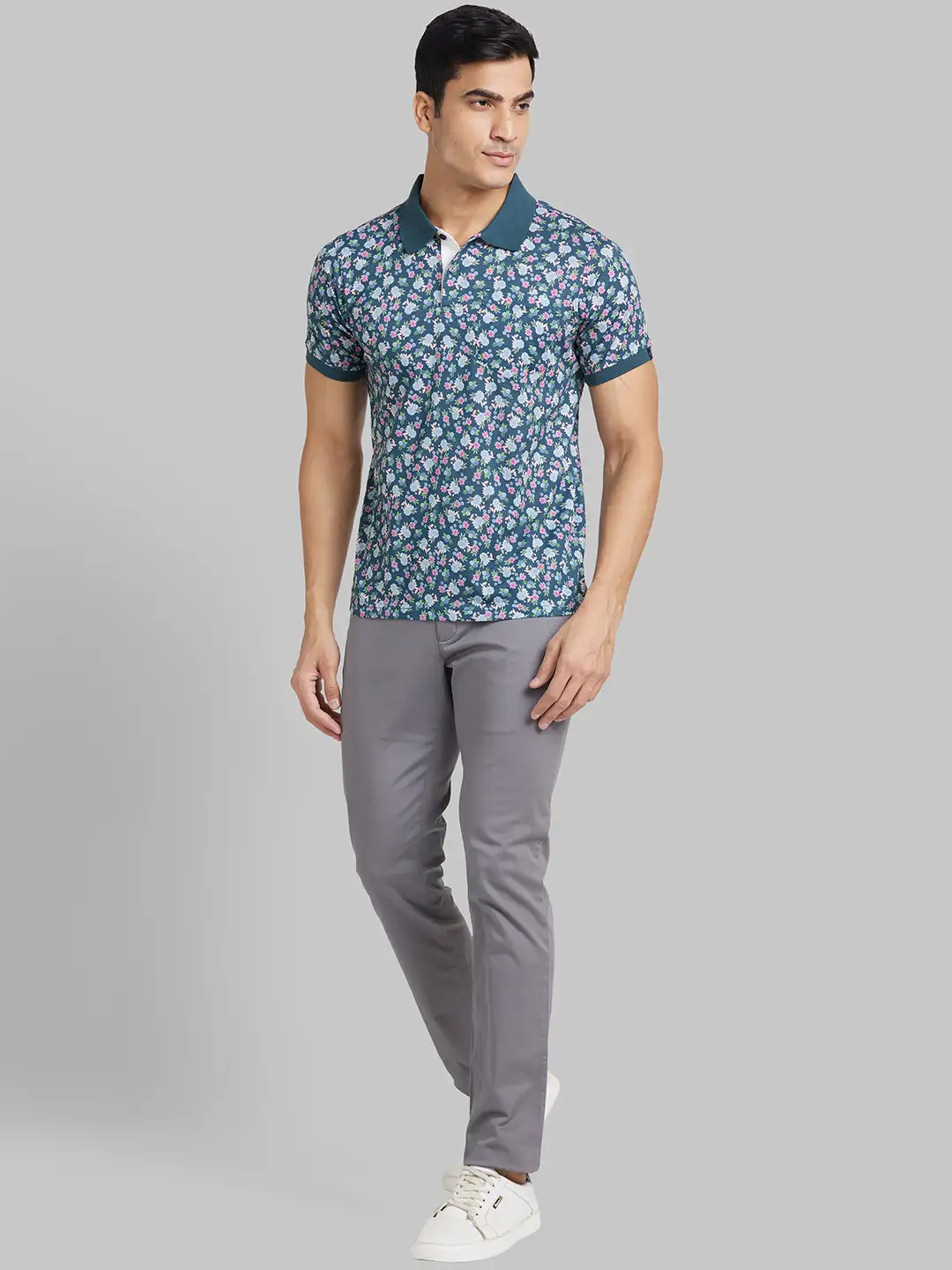 Raymond Men Blue Print Contemporary Fit Cotton T-Shirt - Image 5