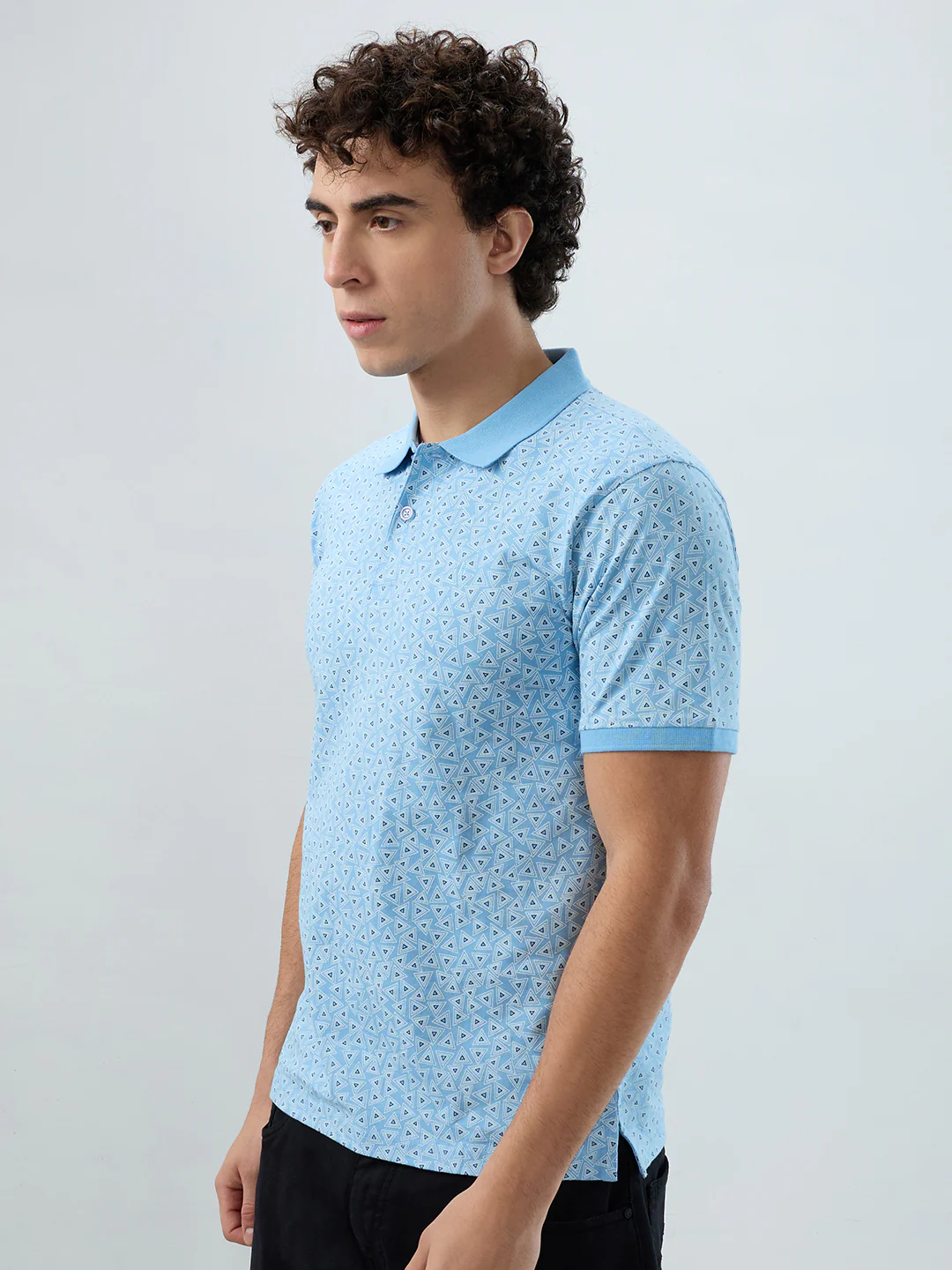 Raymond Men Blue Print Modern Fit Cotton T-shirt - Image 3