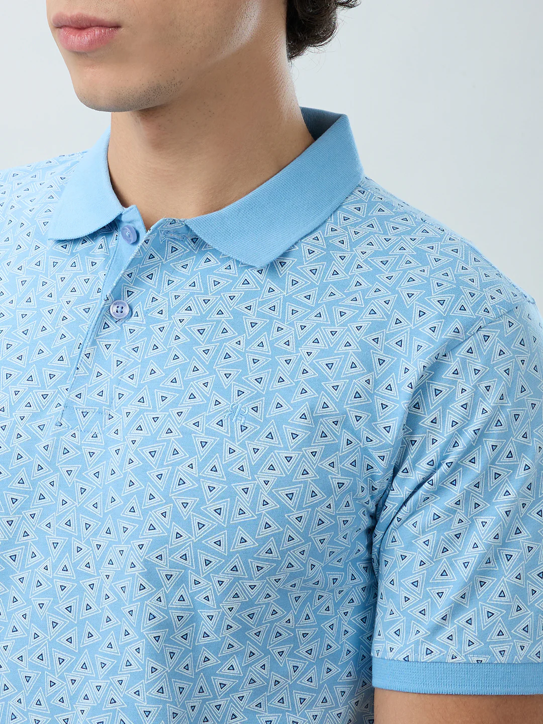Raymond Men Blue Print Modern Fit Cotton T-shirt - Image 6