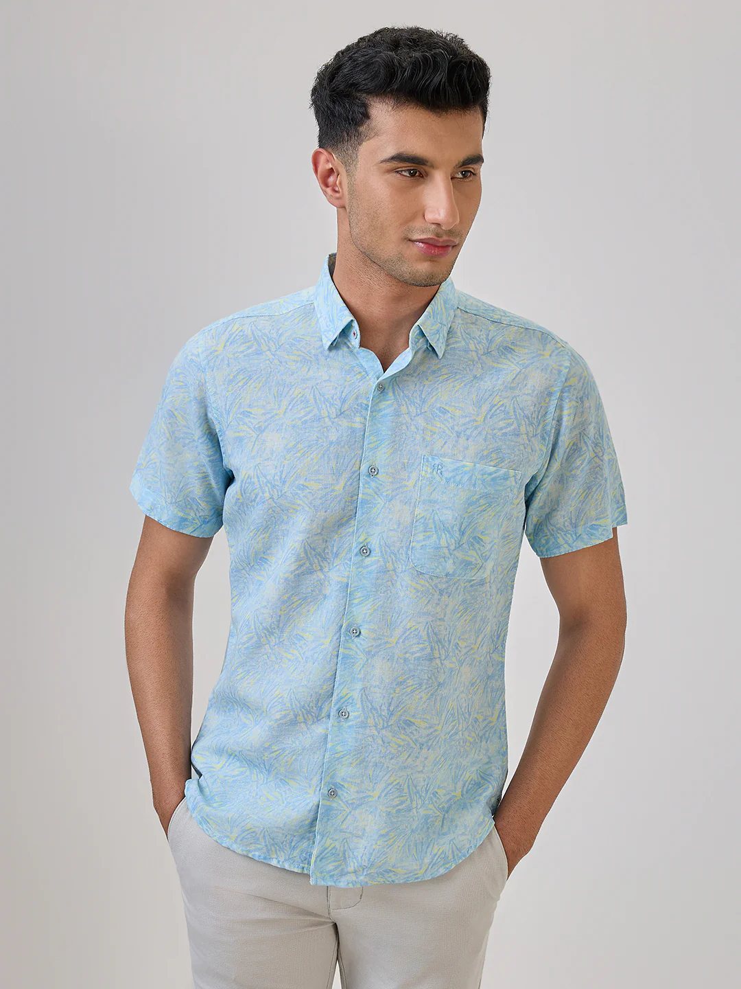 Raymond Men Blue Print Regular Fit Cotton Blend Casual Shirt - Image 2