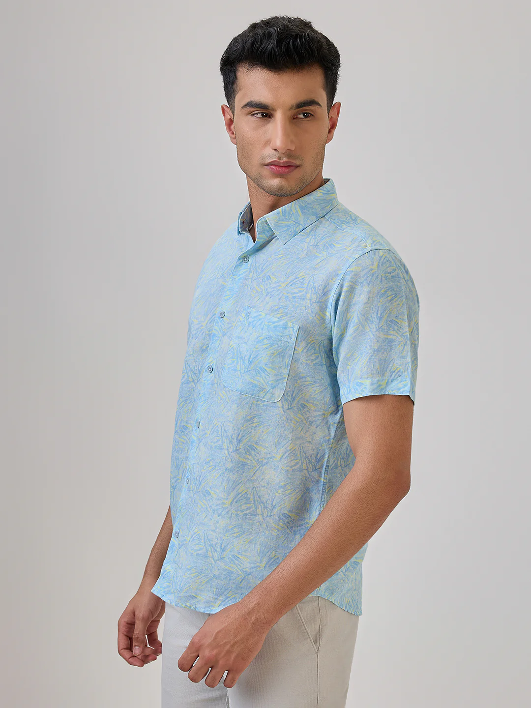 Raymond Men Blue Print Regular Fit Cotton Blend Casual Shirt - Image 3