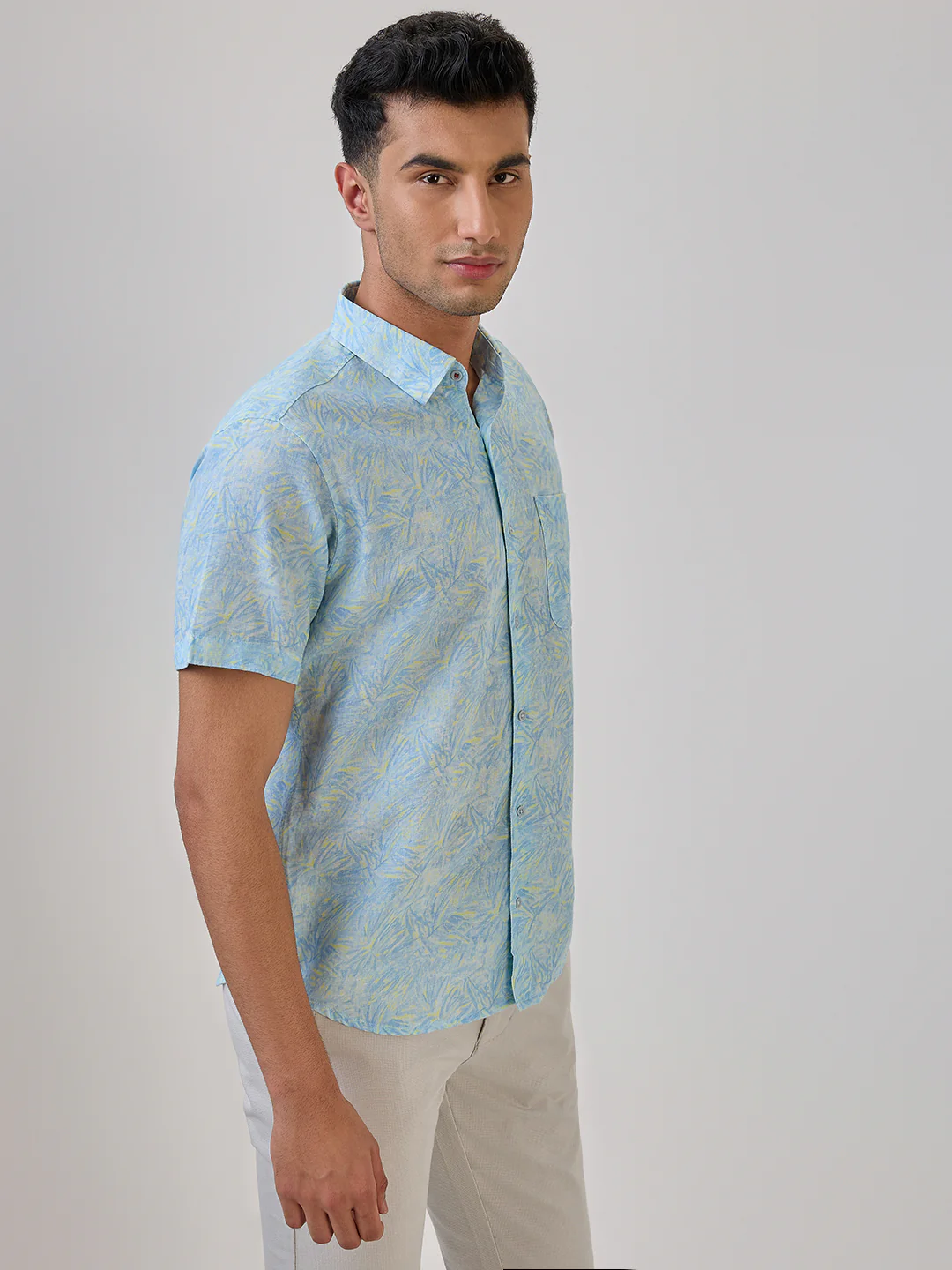 Raymond Men Blue Print Regular Fit Cotton Blend Casual Shirt - Image 4