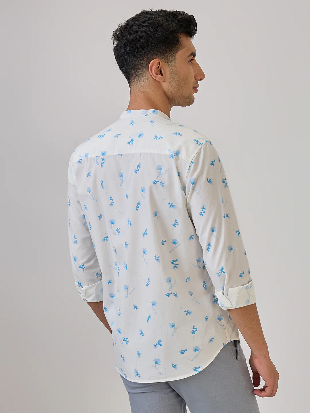 Raymond Men Blue Print Regular Fit Cotton Casual Shirt - Image 5