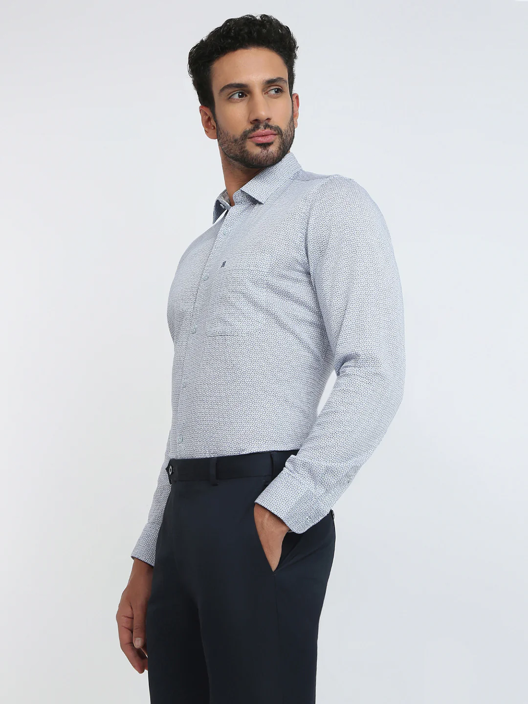 Raymond Men Blue Print Regular Fit Cotton Casual Shirt - Image 4