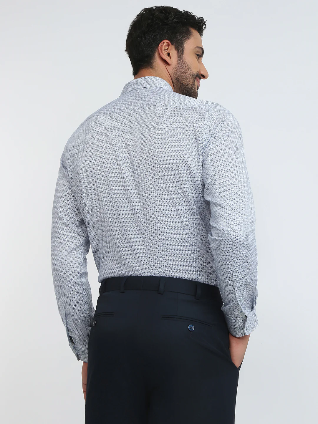 Raymond Men Blue Print Regular Fit Cotton Casual Shirt - Image 5