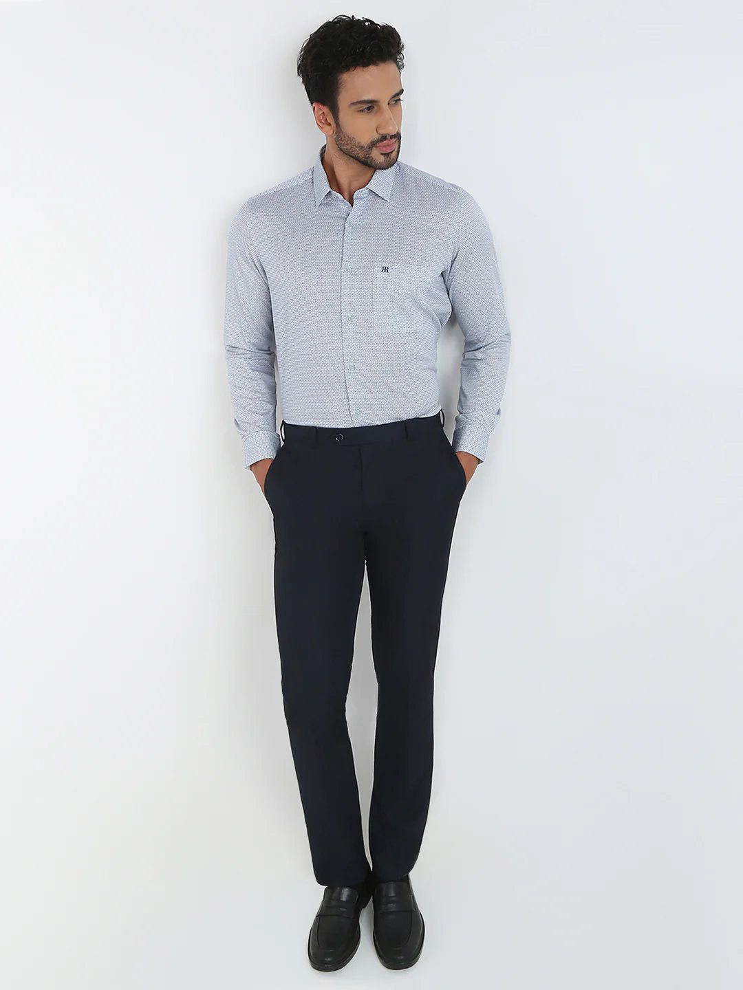 Raymond Men Blue Print Regular Fit Cotton Casual Shirt - Image 6
