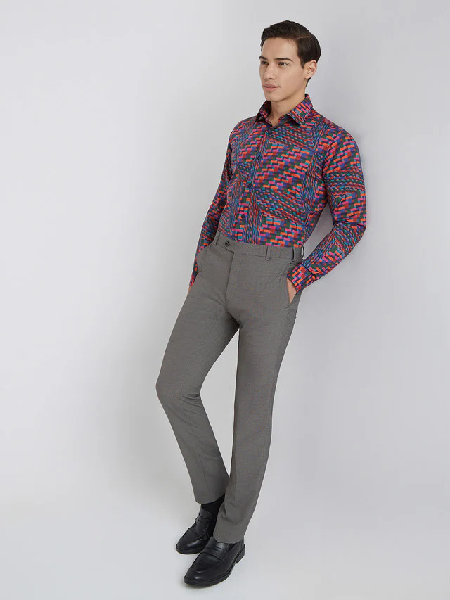 Raymond Men Blue Print Regular Fit Cotton Formal Shirt - Image 5