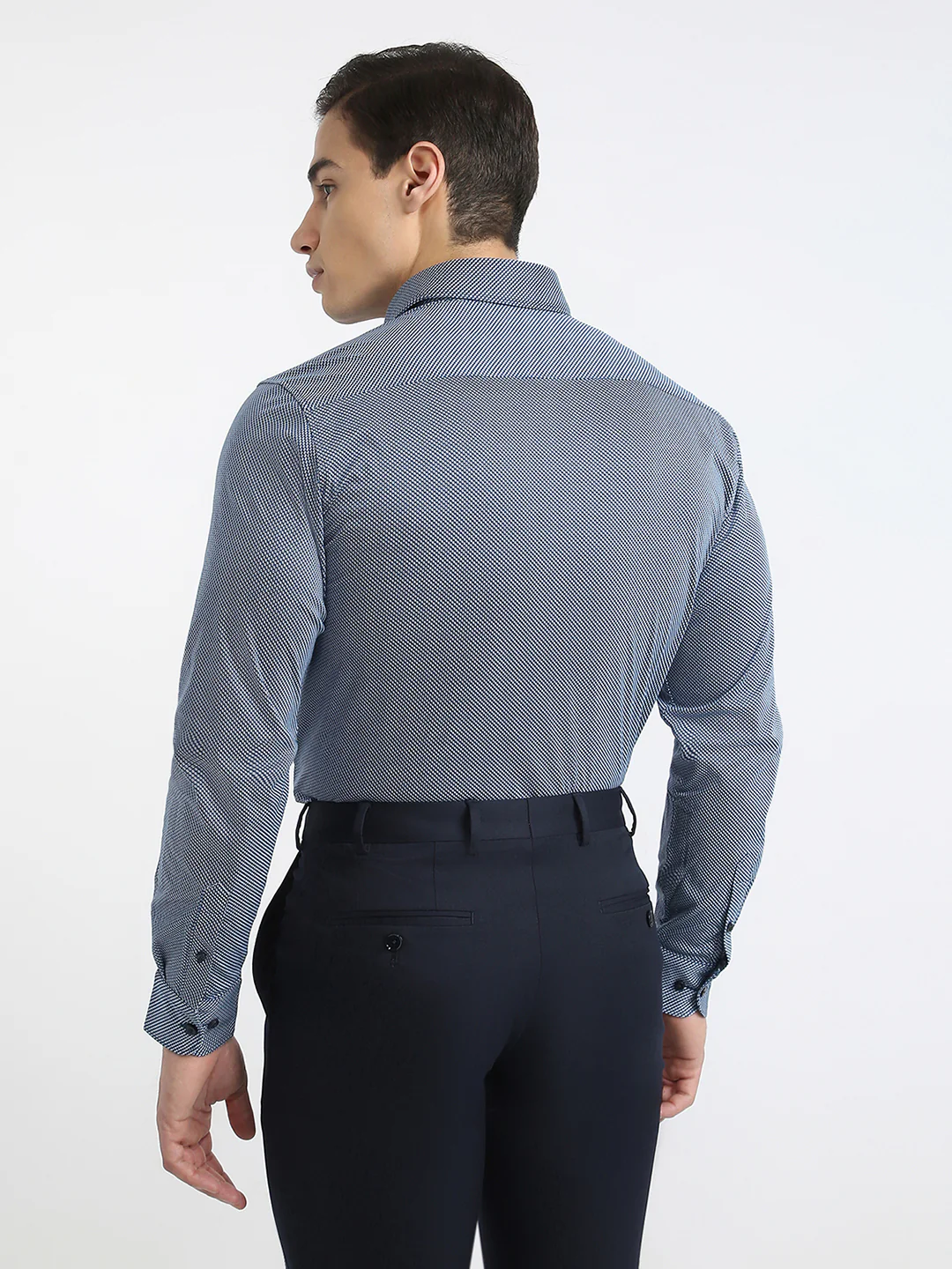 Raymond Men Blue Print Slim Fit Cotton Formal Shirt - Image 4